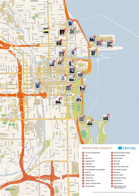 Downtown Chicago Tourist Map Printable