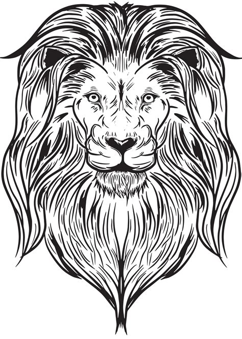 A lion head in black and white vector illustration 2267506 Vector Art ...