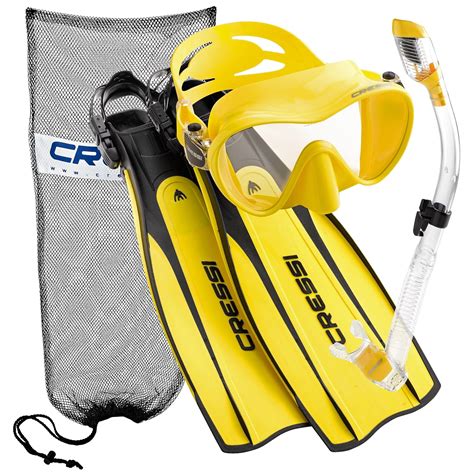 Cressi Pro Light Open Heel Diving Fin Frameless Mask Snorkel Set