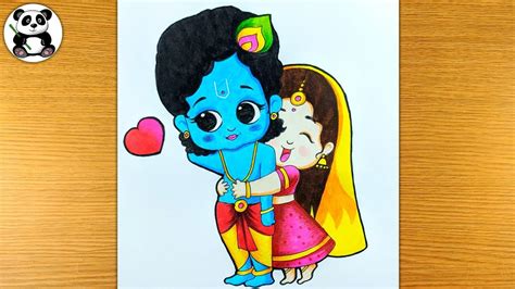 Cute Radha Krishna drawings/bal krishna with radha@TaposhiartsAcademy ...