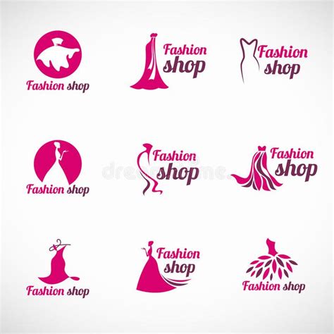 Pink woman dress fashion shop logo vector set design , #ad, #dress, # ...