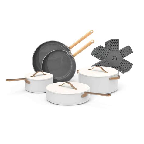 Beautiful 12pc Ceramic Non-Stick Cookware Set, White Icing by Drew ...