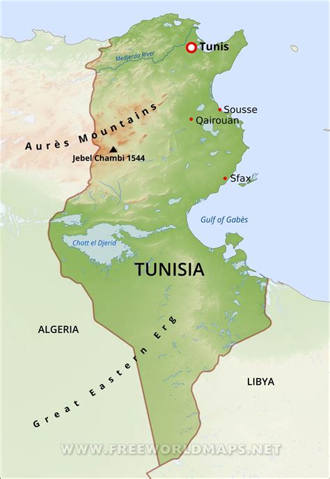 Tunisia Physical Map