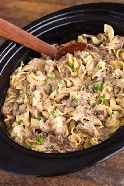 Slow Cooker Beef Stroganoff - Simply Happy Foodie