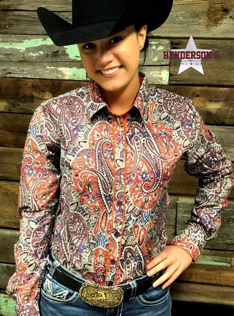 Western Paisley Print - Orange Trim | Paisley print, Rodeo outfits, Clothes