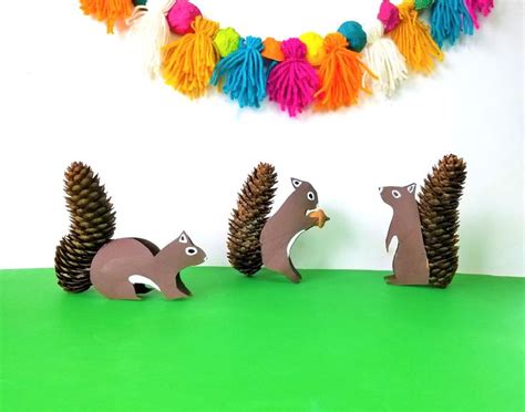 Paper Roll and Pinecone Squirrels | Pinecone crafts kids, Pine cone art ...