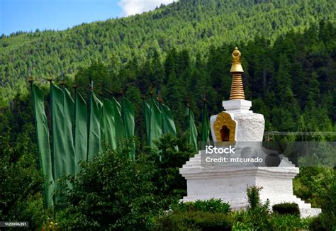 Kyichu Lhakhang Temple White Stupa Paro Bhutan Stock Photo - Download ...