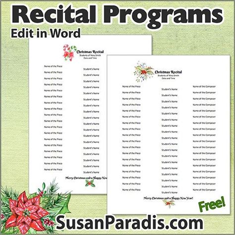 Recital Program Templates to Personalize | Recital, Piano recital ...