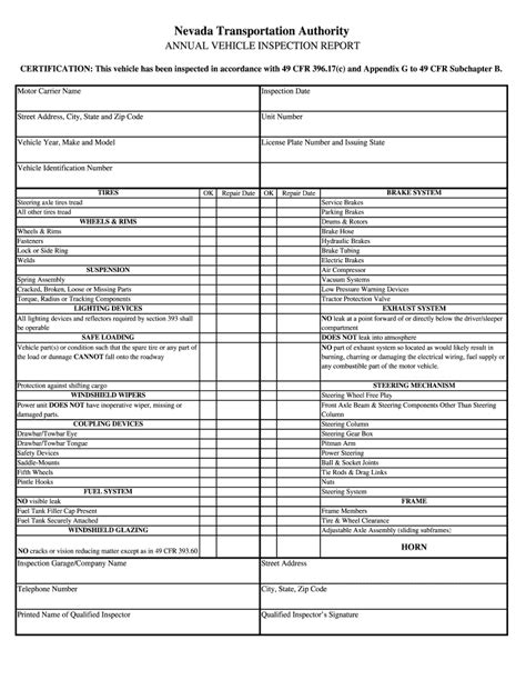 Printable Truck Inspection Checklist