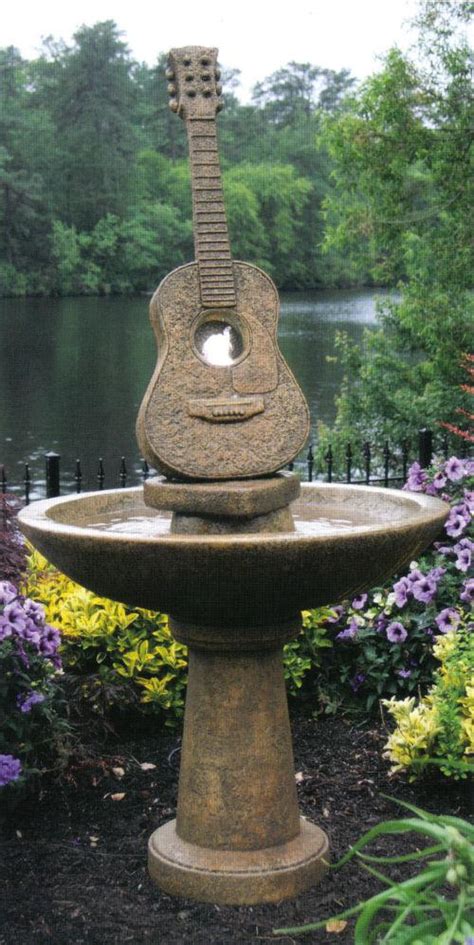 Guitar Garden Fountain With Light