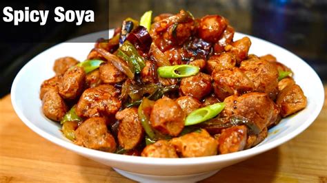 SPICY CHILLI SOYA CHUNKS RECIPE (SUPER QUICK & EASY) | SOYABEAN DRY ...