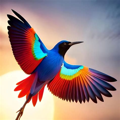 Premium Photo | A beautiful multicolored bird flying in a sky