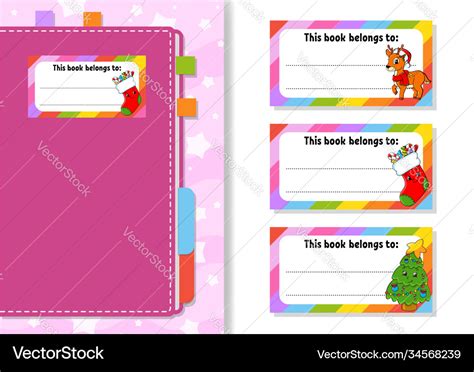 Book label stickers for kids rectangular Vector Image