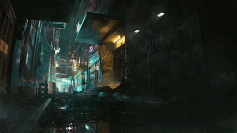 ArtStation - Cyberpunk alleyway