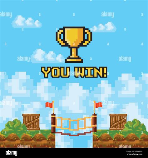 poster you win pixelate video game Stock Vector Image & Art - Alamy