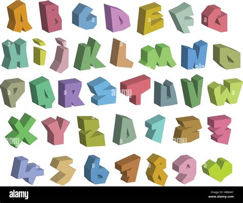 3D graffiti color fonts alphabet over white Stock Vector Image & Art ...