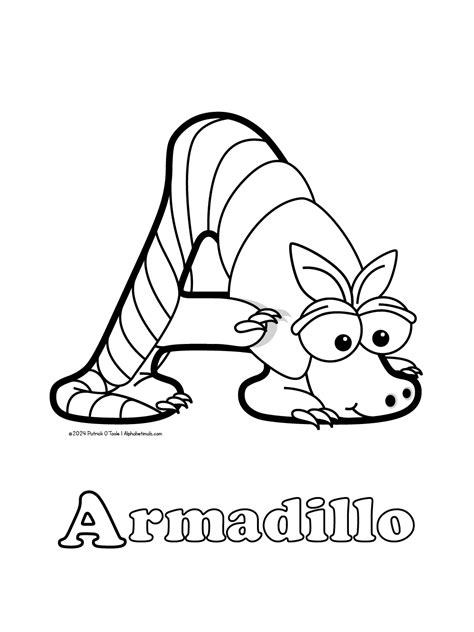 Free Armadillo Coloring Page | Alphabetimals