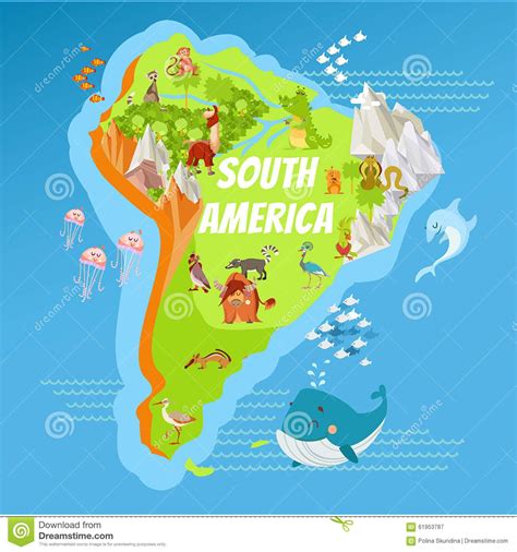 Cartoon South America continent geographic map | South america ...