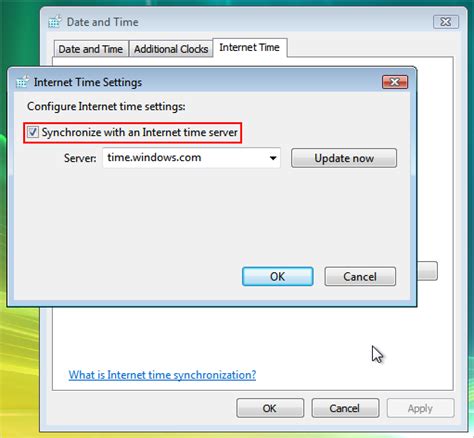 Windows Vista Auto Sync Time - intensivefare
