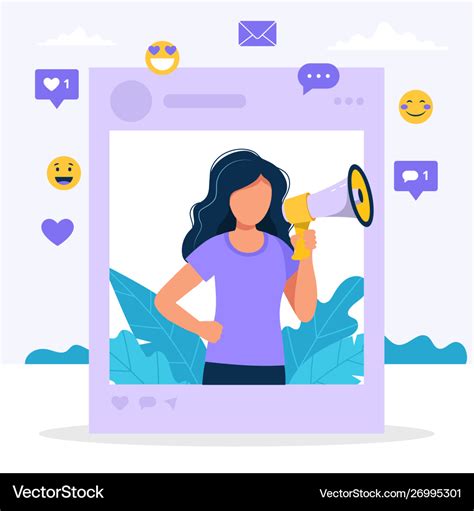 Influencer marketing with woman Royalty Free Vector Image