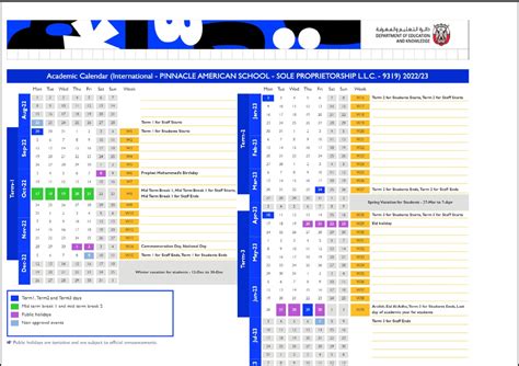 School Calendar - Pinnacle American School