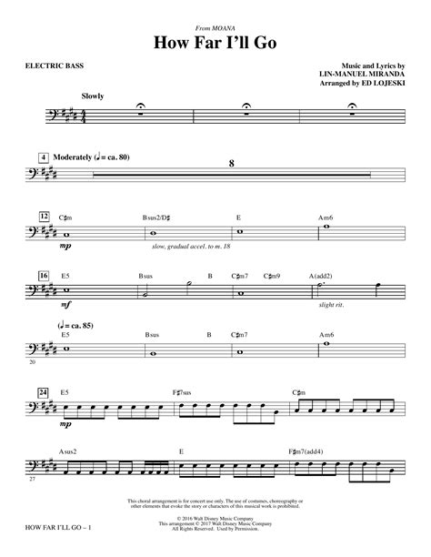 How Far I'll Go (from Moana) - Electric Bass sheet music by Ed Lojeski ...