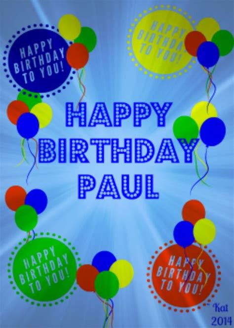 happy birthday paul with balloons and confetti