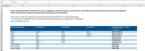 Free SKU Generator - Template for Generating Stock Keeping Units