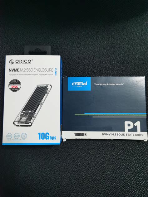 1TB NVMe M.2 SSD - Crucial + NVMe M.2 SSD Enclosure, Computers & Tech ...