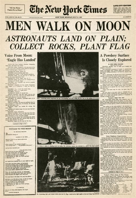 Buy Landing On Moon 1969 Nfront Page Of The New York Times 21 July 1969 ...