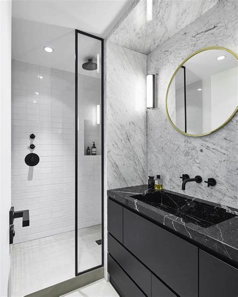 48 Stunning Black Marble Bathroom Design Ideas | Black marble bathroom ...