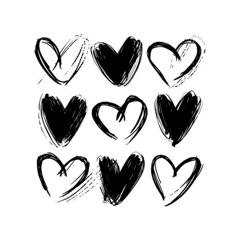 Hand-drawn Black Ink Hearts Free Stock Photo - Public Domain Pictures