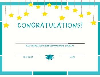 Therapy Graduation Certificate by Kristin Carr OTDS | TPT