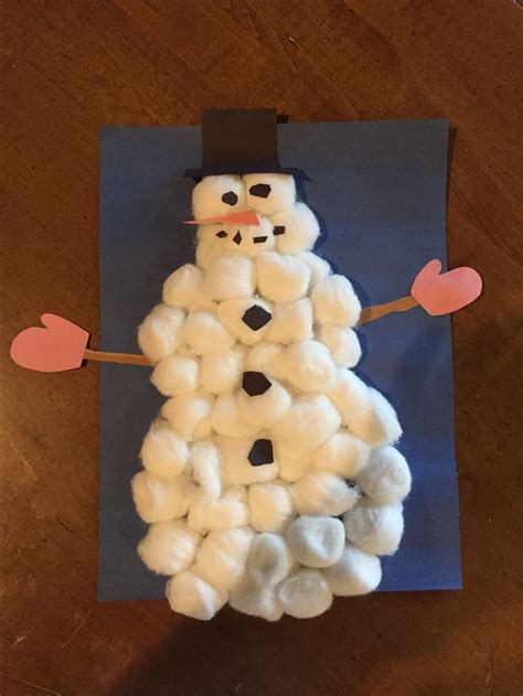 Cotton ball snowman preschool craft | Snowman crafts, Preschool crafts ...