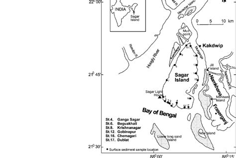 Location map of Sagar Island with sampling stations | Download ...