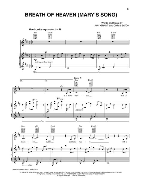 Breath Of Heaven (Mary's Song) by Amy Grant Sheet Music for Piano ...