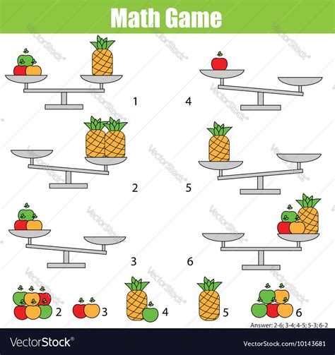 Mathematics educational game for children balance Vector Image