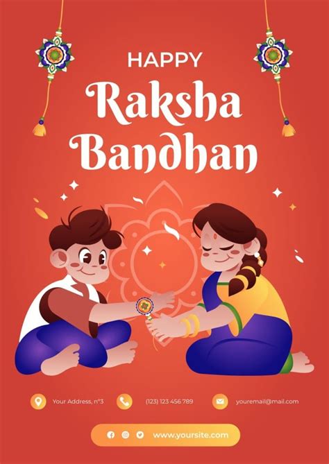 Edit this Gradient Hand-drawn Happy Raksha Bandhan Poster design for free