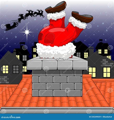 Funny Christmas Santa Claus Stuck in the Chimney, on Quiet Christmas ...