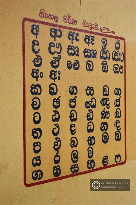 the Sinhala alphabet displayed at the local school Medirigiriya, Sri ...