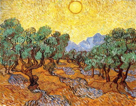 Olive Trees with Yellow Sky and Sun - Vincent van Gogh - WikiArt.org ...