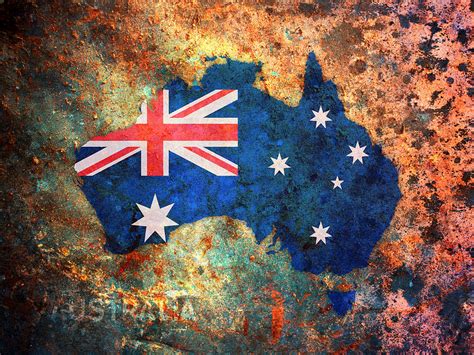 Australia Flag Map Digital Art by Michael Tompsett - Pixels