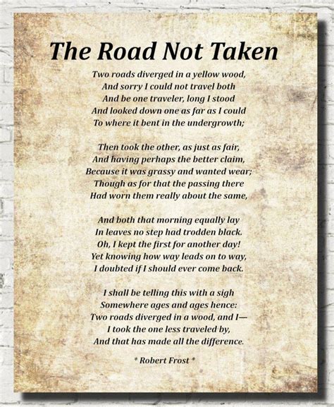 The Road Not Taken Poem by Robert Frost, Typography Print | Robert ...