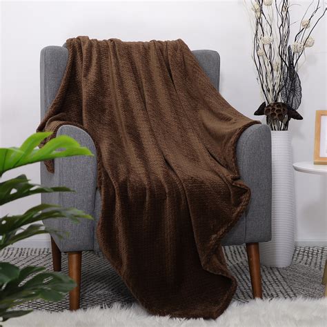 Soft Flannel Fleece Blanket Sofa Throw Blanket Brown 50" x 59 ...