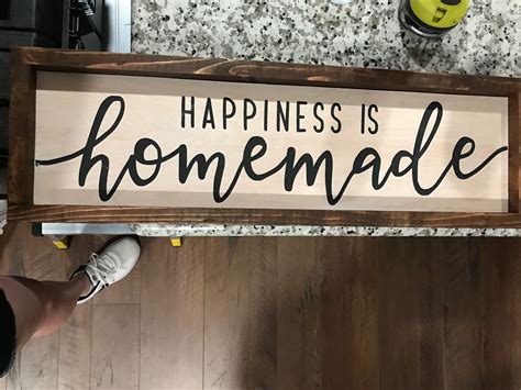 Wood sign quote custom cute home decor simple happiness is