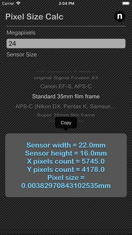 Pixel Size Calculator by Nitrio