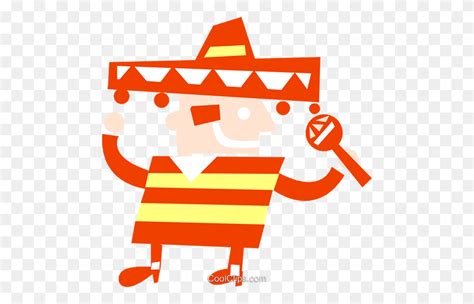 Man With Sombrero And Maracas Royalty Free Vector Clip Art - Sombrero ...