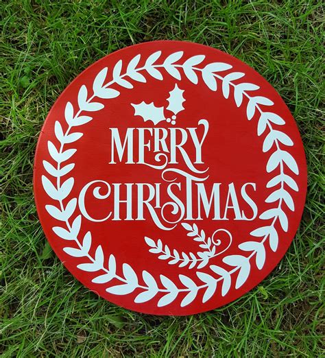 Round Merry Christmas Wreath Sign Wreath Attachment Seasonal - Etsy UK