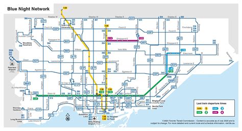 Ttc night bus map - Map of night bus Toronto (Canada)