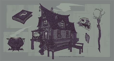 ArtStation - Witch Hut, Nicolas Klug | Witch hut, Cabin art, Witch cottage